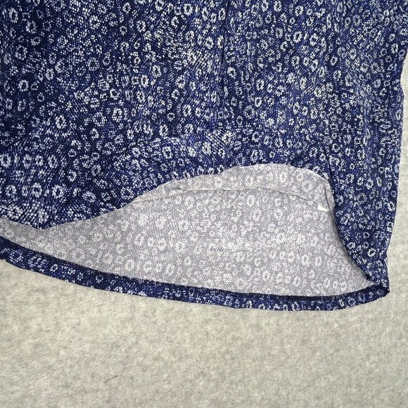 MICHAEL KORS Womens M Sleeveless Faux Wrap Top Navy Geo Print Beaded Neckline - Picture 9 of 9